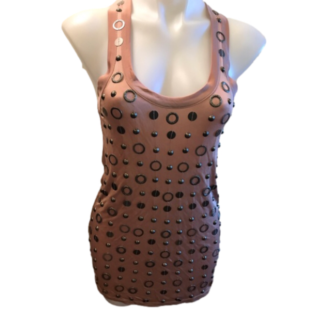 Guess Marciano Blush pink Color Tank Top with Metal Rivets and Circles